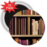 Books Bookshelves Office Fantasy Background Artwork Book Cover Apothecary Book Nook Literature Libra 3  Magnets (10 pack) 