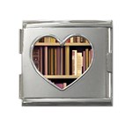 Books Bookshelves Office Fantasy Background Artwork Book Cover Apothecary Book Nook Literature Libra Mega Link Heart Italian Charm (18mm)