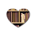 Books Bookshelves Office Fantasy Background Artwork Book Cover Apothecary Book Nook Literature Libra Rubber Heart Coaster (4 pack)