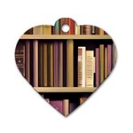 Books Bookshelves Office Fantasy Background Artwork Book Cover Apothecary Book Nook Literature Libra Dog Tag Heart (Two Sides)