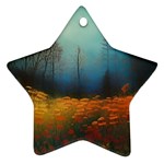 Wildflowers Field Outdoors Clouds Trees Cover Art Storm Mysterious Dream Landscape Ornament (Star)