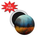 Wildflowers Field Outdoors Clouds Trees Cover Art Storm Mysterious Dream Landscape 1.75  Magnets (10 pack) 