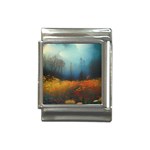 Wildflowers Field Outdoors Clouds Trees Cover Art Storm Mysterious Dream Landscape Italian Charm (13mm)