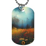 Wildflowers Field Outdoors Clouds Trees Cover Art Storm Mysterious Dream Landscape Dog Tag (One Side)