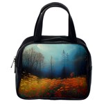 Wildflowers Field Outdoors Clouds Trees Cover Art Storm Mysterious Dream Landscape Classic Handbag (One Side)
