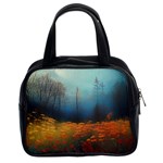 Wildflowers Field Outdoors Clouds Trees Cover Art Storm Mysterious Dream Landscape Classic Handbag (Two Sides)