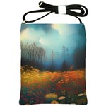 Wildflowers Field Outdoors Clouds Trees Cover Art Storm Mysterious Dream Landscape Shoulder Sling Bag