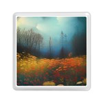 Wildflowers Field Outdoors Clouds Trees Cover Art Storm Mysterious Dream Landscape Memory Card Reader (Square)