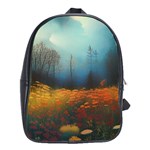 Wildflowers Field Outdoors Clouds Trees Cover Art Storm Mysterious Dream Landscape School Bag (XL)