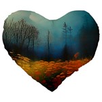 Wildflowers Field Outdoors Clouds Trees Cover Art Storm Mysterious Dream Landscape Large 19  Premium Heart Shape Cushions