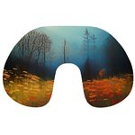 Wildflowers Field Outdoors Clouds Trees Cover Art Storm Mysterious Dream Landscape Travel Neck Pillow