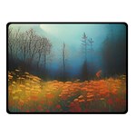 Wildflowers Field Outdoors Clouds Trees Cover Art Storm Mysterious Dream Landscape Two Sides Fleece Blanket (Small)