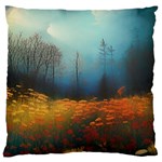 Wildflowers Field Outdoors Clouds Trees Cover Art Storm Mysterious Dream Landscape Standard Premium Plush Fleece Cushion Case (Two Sides)