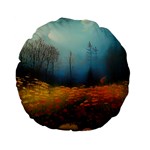 Wildflowers Field Outdoors Clouds Trees Cover Art Storm Mysterious Dream Landscape Standard 15  Premium Flano Round Cushions