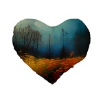Wildflowers Field Outdoors Clouds Trees Cover Art Storm Mysterious Dream Landscape Standard 16  Premium Flano Heart Shape Cushions