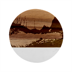 Wildflowers Field Outdoors Clouds Trees Cover Art Storm Mysterious Dream Landscape Marble Wood Coaster (Round)