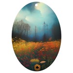 Wildflowers Field Outdoors Clouds Trees Cover Art Storm Mysterious Dream Landscape UV Print Acrylic Ornament Oval