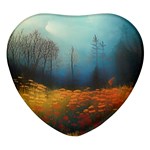 Wildflowers Field Outdoors Clouds Trees Cover Art Storm Mysterious Dream Landscape Heart Glass Fridge Magnet (4 pack)