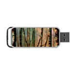 Woodland Woods Forest Trees Nature Outdoors Mist Moon Background Artwork Book Portable USB Flash (One Side)