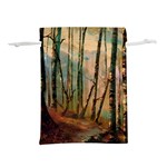 Woodland Woods Forest Trees Nature Outdoors Mist Moon Background Artwork Book Lightweight Drawstring Pouch (L)