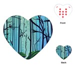Nature Outdoors Night Trees Scene Forest Woods Light Moonlight Wilderness Stars Playing Cards Single Design (Heart)