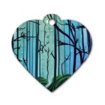 Nature Outdoors Night Trees Scene Forest Woods Light Moonlight Wilderness Stars Dog Tag Heart (Two Sides)