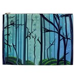 Nature Outdoors Night Trees Scene Forest Woods Light Moonlight Wilderness Stars Cosmetic Bag (XXL)