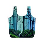 Nature Outdoors Night Trees Scene Forest Woods Light Moonlight Wilderness Stars Full Print Recycle Bag (S)