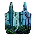 Nature Outdoors Night Trees Scene Forest Woods Light Moonlight Wilderness Stars Full Print Recycle Bag (L)