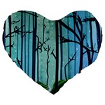 Nature Outdoors Night Trees Scene Forest Woods Light Moonlight Wilderness Stars Large 19  Premium Flano Heart Shape Cushions