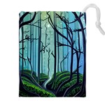 Nature Outdoors Night Trees Scene Forest Woods Light Moonlight Wilderness Stars Drawstring Pouch (4XL)