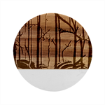 Nature Outdoors Night Trees Scene Forest Woods Light Moonlight Wilderness Stars Marble Wood Coaster (Round)