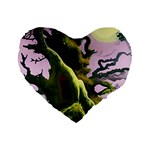 Outdoors Night Full Moon Setting Scene Woods Light Moonlight Nature Wilderness Landscape Standard 16  Premium Heart Shape Cushions