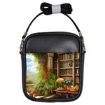 Room Interior Library Books Bookshelves Reading Literature Study Fiction Old Manor Book Nook Reading Girls Sling Bag