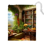 Room Interior Library Books Bookshelves Reading Literature Study Fiction Old Manor Book Nook Reading Drawstring Pouch (4XL)
