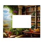 Room Interior Library Books Bookshelves Reading Literature Study Fiction Old Manor Book Nook Reading White Wall Photo Frame 5  x 7 