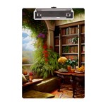 Room Interior Library Books Bookshelves Reading Literature Study Fiction Old Manor Book Nook Reading A5 Acrylic Clipboard
