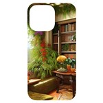 Room Interior Library Books Bookshelves Reading Literature Study Fiction Old Manor Book Nook Reading iPhone 14 Pro Max Black UV Print Case