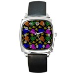Pattern Repetition Snail Blue Square Metal Watch