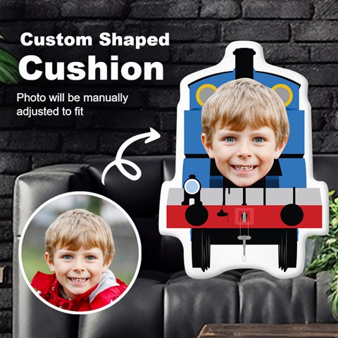 Personalized Photo in Train head Cartoon Style Custom Shaped Cushion Cut To Shape Cushion Case from UrbanLoad.com Front