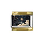 Starry Sky Moon Space Cosmic Galaxy Nature Art Clouds Art Nouveau Abstract Gold Trim Italian Charm (9mm)