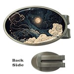 Starry Sky Moon Space Cosmic Galaxy Nature Art Clouds Art Nouveau Abstract Money Clips (Oval) 