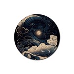 Starry Sky Moon Space Cosmic Galaxy Nature Art Clouds Art Nouveau Abstract Rubber Coaster (Round)