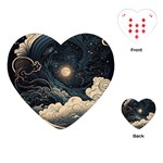 Starry Sky Moon Space Cosmic Galaxy Nature Art Clouds Art Nouveau Abstract Playing Cards Single Design (Heart)