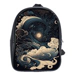 Starry Sky Moon Space Cosmic Galaxy Nature Art Clouds Art Nouveau Abstract School Bag (Large)