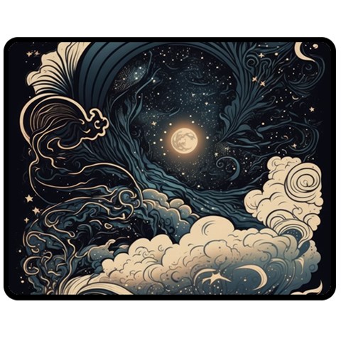 Starry Sky Moon Space Cosmic Galaxy Nature Art Clouds Art Nouveau Abstract Fleece Blanket (Medium) from UrbanLoad.com 60 x50  Blanket Front