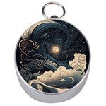 Starry Sky Moon Space Cosmic Galaxy Nature Art Clouds Art Nouveau Abstract Silver Compasses