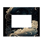 Starry Sky Moon Space Cosmic Galaxy Nature Art Clouds Art Nouveau Abstract White Tabletop Photo Frame 4 x6 