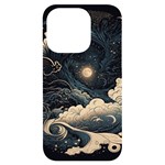 Starry Sky Moon Space Cosmic Galaxy Nature Art Clouds Art Nouveau Abstract iPhone 14 Pro Black UV Print Case