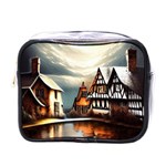 Village Reflections Snow Sky Dramatic Town House Cottages Pond Lake City Mini Toiletries Bag (One Side)